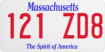 MA license plate 121ZD8