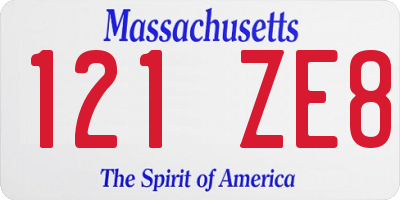 MA license plate 121ZE8