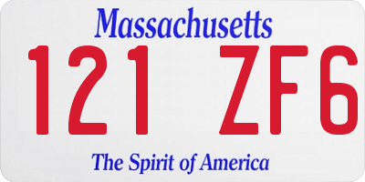 MA license plate 121ZF6