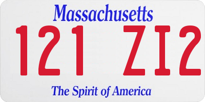 MA license plate 121ZI2
