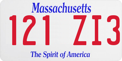 MA license plate 121ZI3