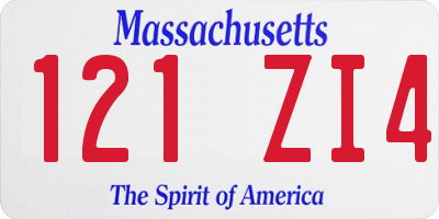 MA license plate 121ZI4