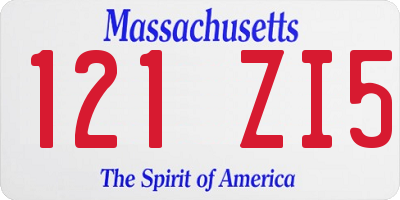 MA license plate 121ZI5