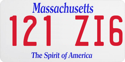 MA license plate 121ZI6