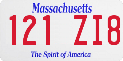 MA license plate 121ZI8