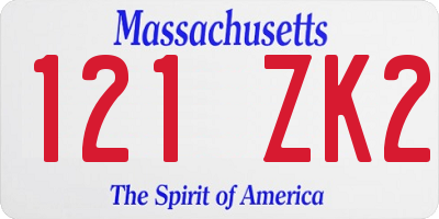 MA license plate 121ZK2