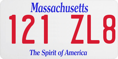 MA license plate 121ZL8