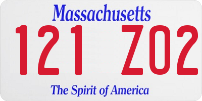 MA license plate 121ZO2