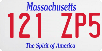 MA license plate 121ZP5