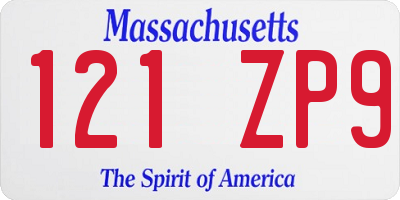 MA license plate 121ZP9