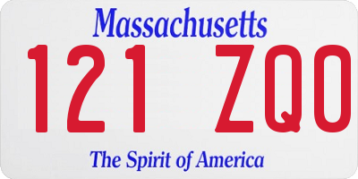 MA license plate 121ZQ0