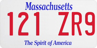MA license plate 121ZR9