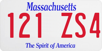MA license plate 121ZS4