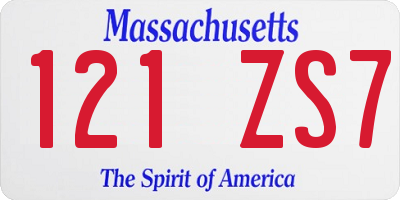 MA license plate 121ZS7