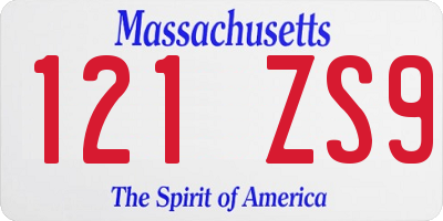 MA license plate 121ZS9