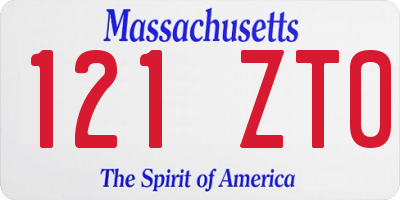 MA license plate 121ZT0