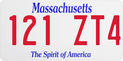 MA license plate 121ZT4