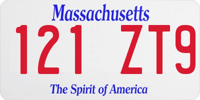 MA license plate 121ZT9