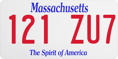 MA license plate 121ZU7