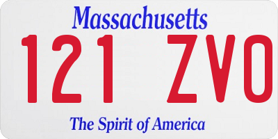 MA license plate 121ZV0