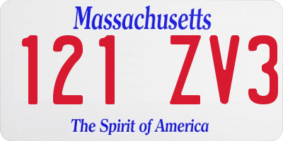 MA license plate 121ZV3
