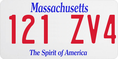 MA license plate 121ZV4