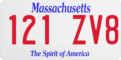 MA license plate 121ZV8