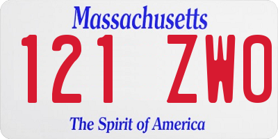 MA license plate 121ZW0