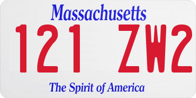 MA license plate 121ZW2