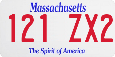 MA license plate 121ZX2