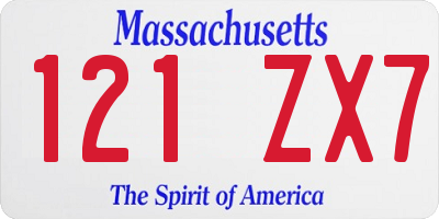 MA license plate 121ZX7