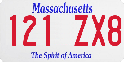 MA license plate 121ZX8