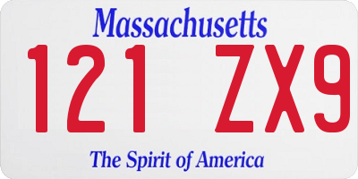 MA license plate 121ZX9