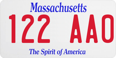MA license plate 122AA0