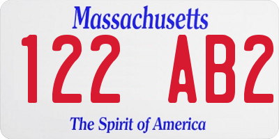 MA license plate 122AB2