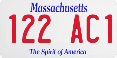 MA license plate 122AC1
