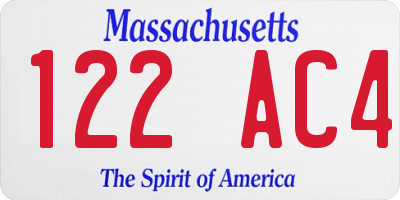 MA license plate 122AC4