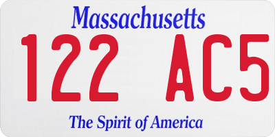 MA license plate 122AC5