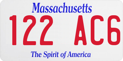MA license plate 122AC6