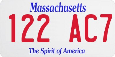 MA license plate 122AC7