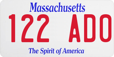 MA license plate 122AD0
