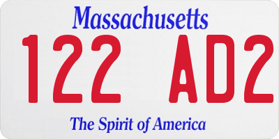 MA license plate 122AD2