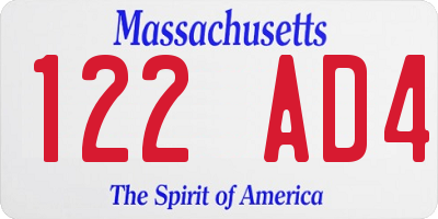 MA license plate 122AD4