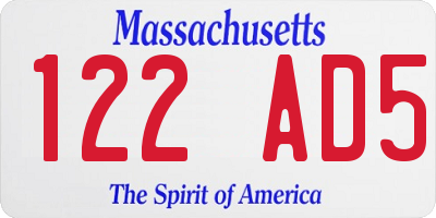 MA license plate 122AD5