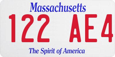 MA license plate 122AE4