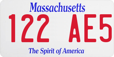 MA license plate 122AE5