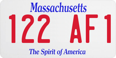 MA license plate 122AF1