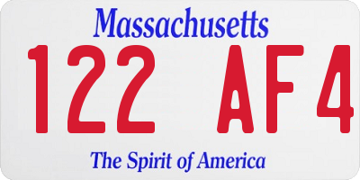 MA license plate 122AF4
