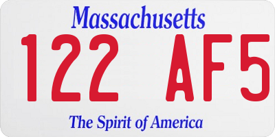 MA license plate 122AF5