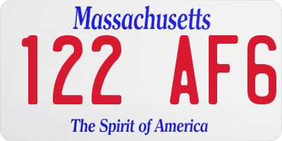 MA license plate 122AF6